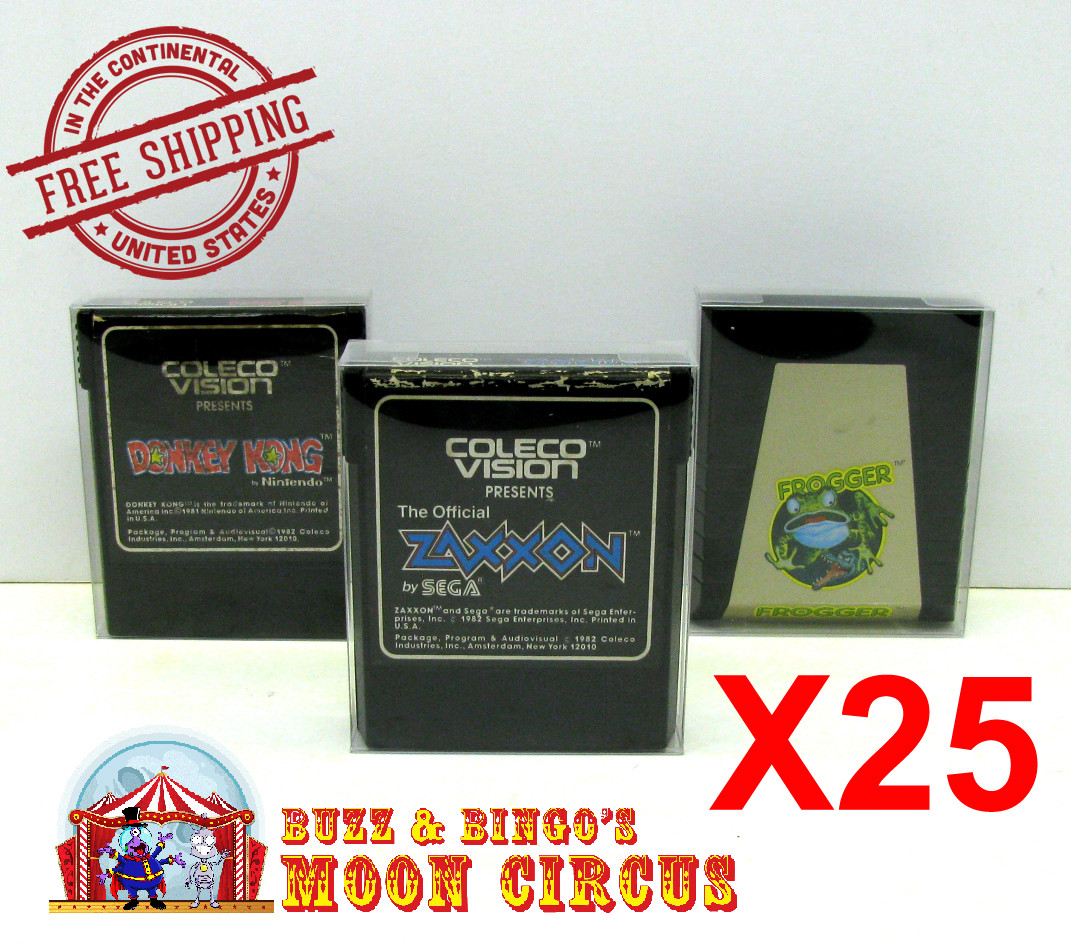 25x COLECOVISION GAME CARTRIDGE – CLEAR PLASTIC PROTECTIVE BOX PROTECTOR SLEEVE