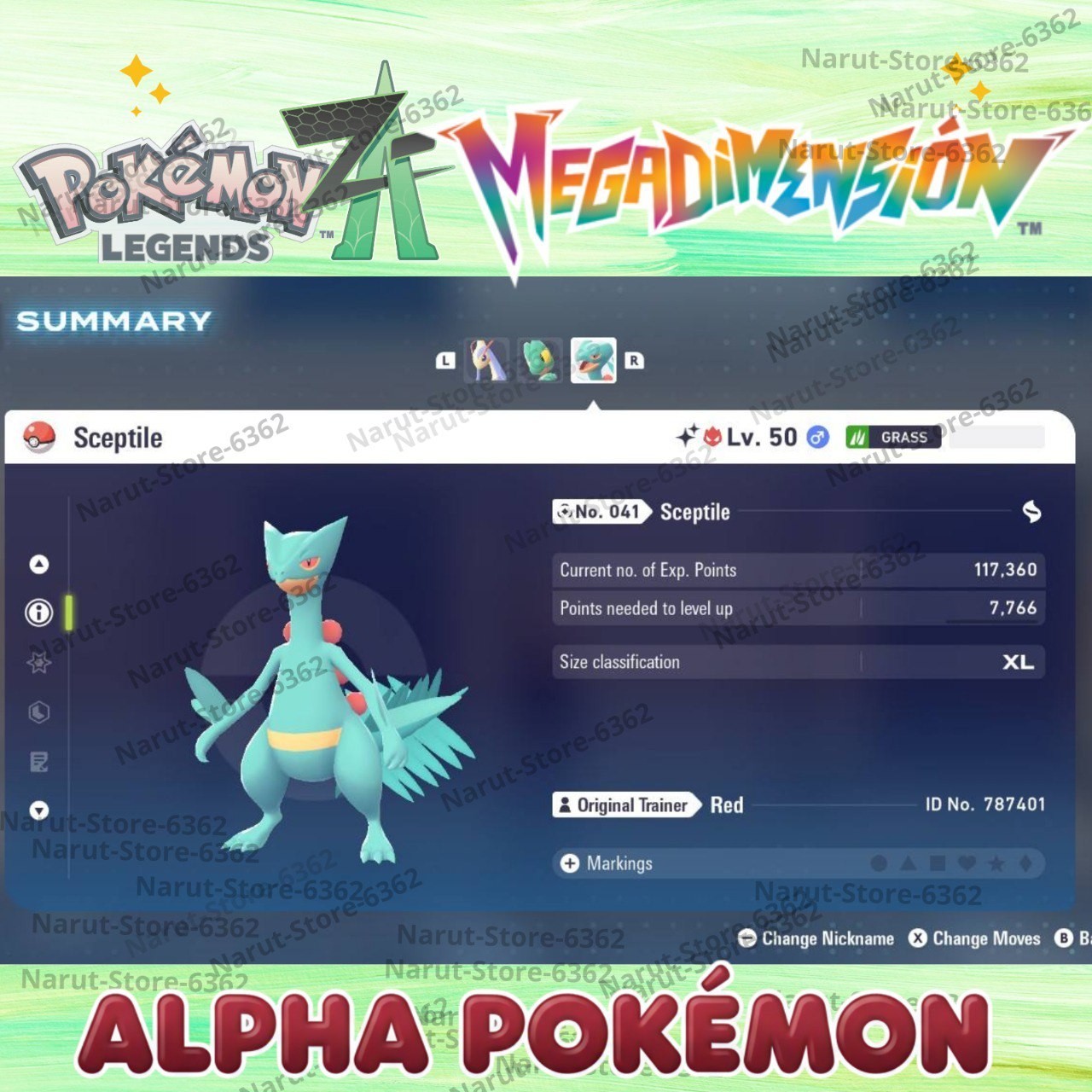 Alpha Sceptile MEGA DIMENSION SHINY OR NON SHINY 🌟 6IV🔥Pokemon Legends ZA 🌟