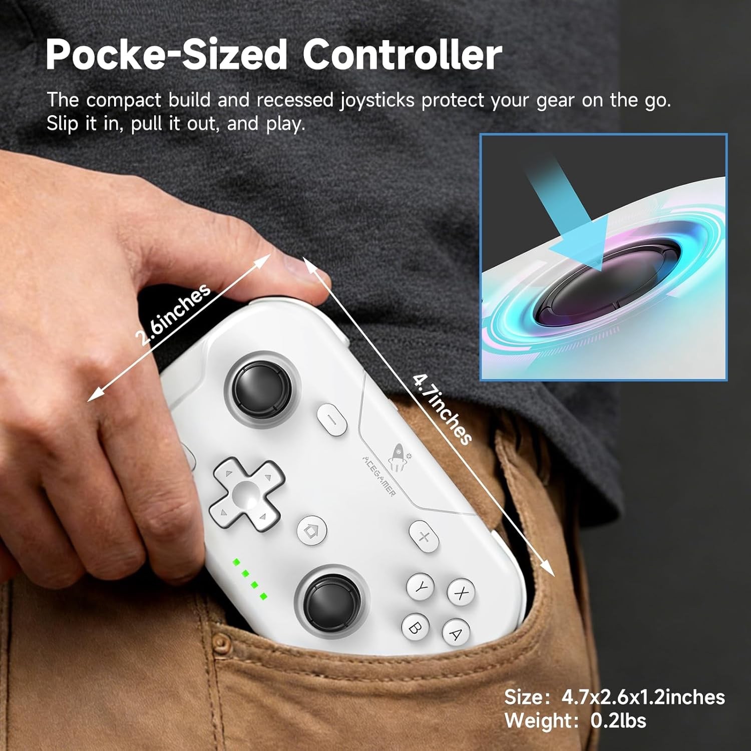 Wireless Pocket Controller for Nintendo Switch/Switch 2/Android/iOS/PC