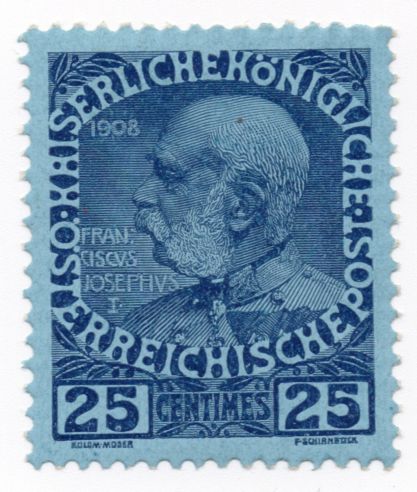 1908 – Austria (Crete) – 25 c. blue MH