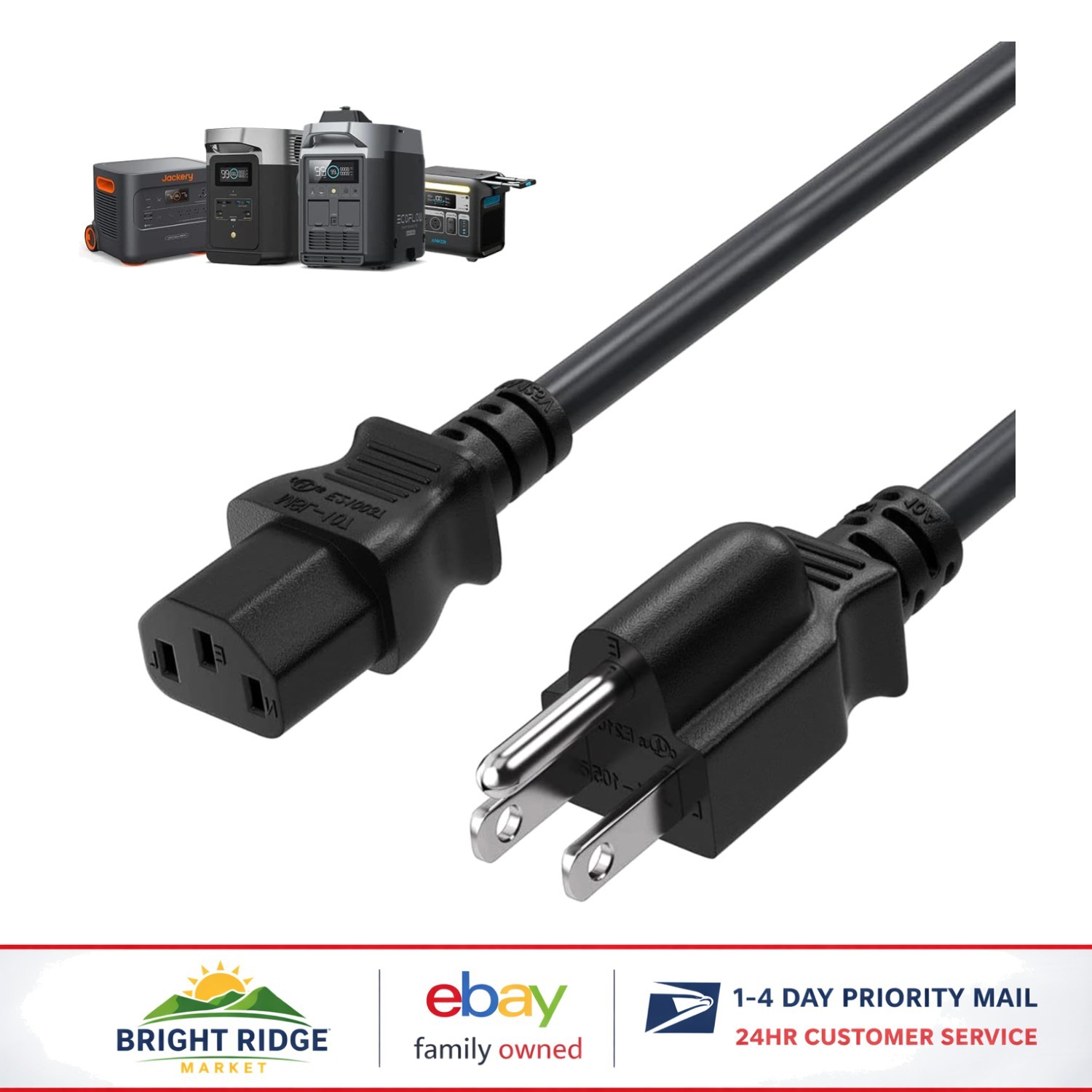 Heavy-Duty 10FT Power Station Charging Cable with Male-to-Female Connector