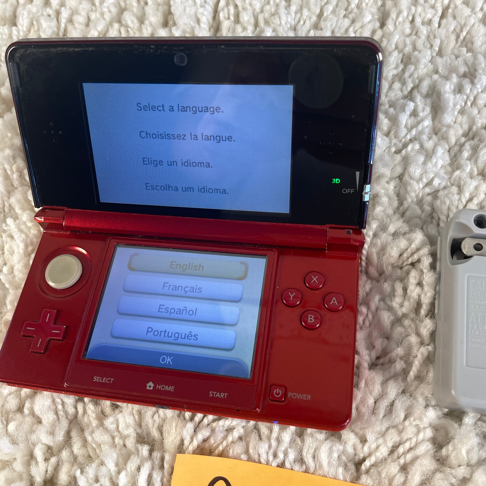 Nintendo 3DS Flame Red Handheld Console System CTR-001 READ
