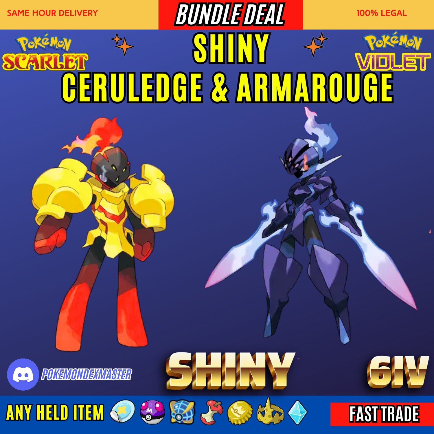 CERULEDGE + ARMAROUGE ⭐️ SHINY ⭐️ VERSION EXCLUSIVES ✨ Pokemon Scarlet/Violet