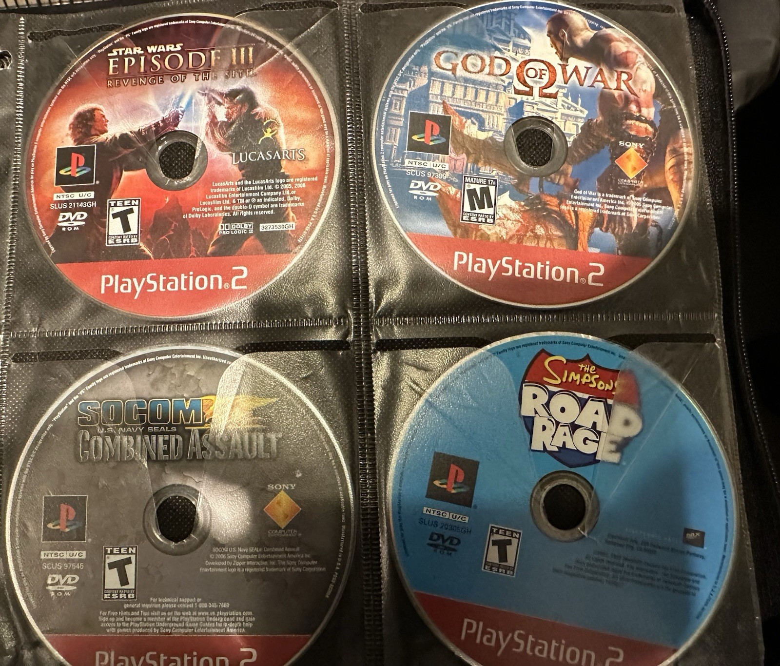 PlayStation 2 ps2 4 Games God Of War Simpson Road Rage SOCOM Star Wars Episode 3