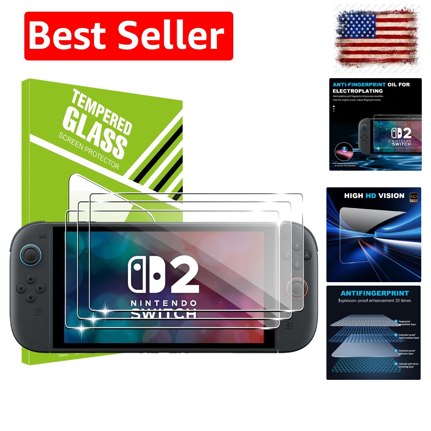 for NS/Nintendo Screen Protector-HD Tempered Glass Crystal Clear,Anti-Scratch…