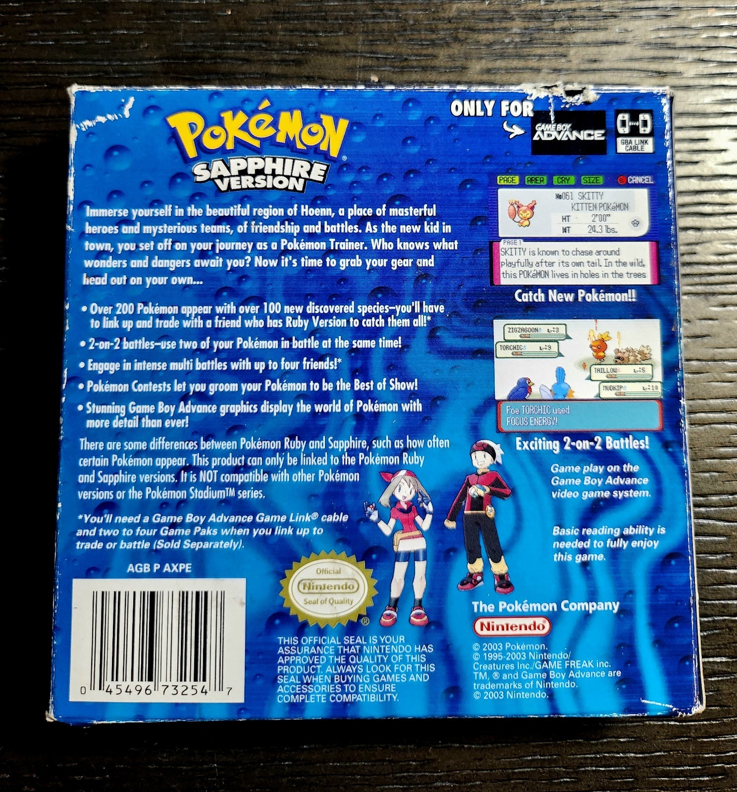 Nintendo GBA – Pokemon Sapphire AUTHENTIC ORIGINAL BOX ONLY GAMEBOY ADVANCE