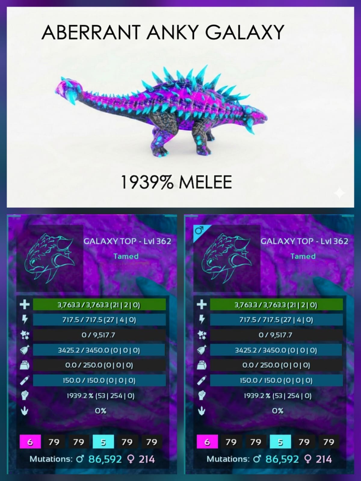 ANKY Aberrant Top Stats BABY PAIR Ark Survival Ascended Official PVE PC/XBX/PS5