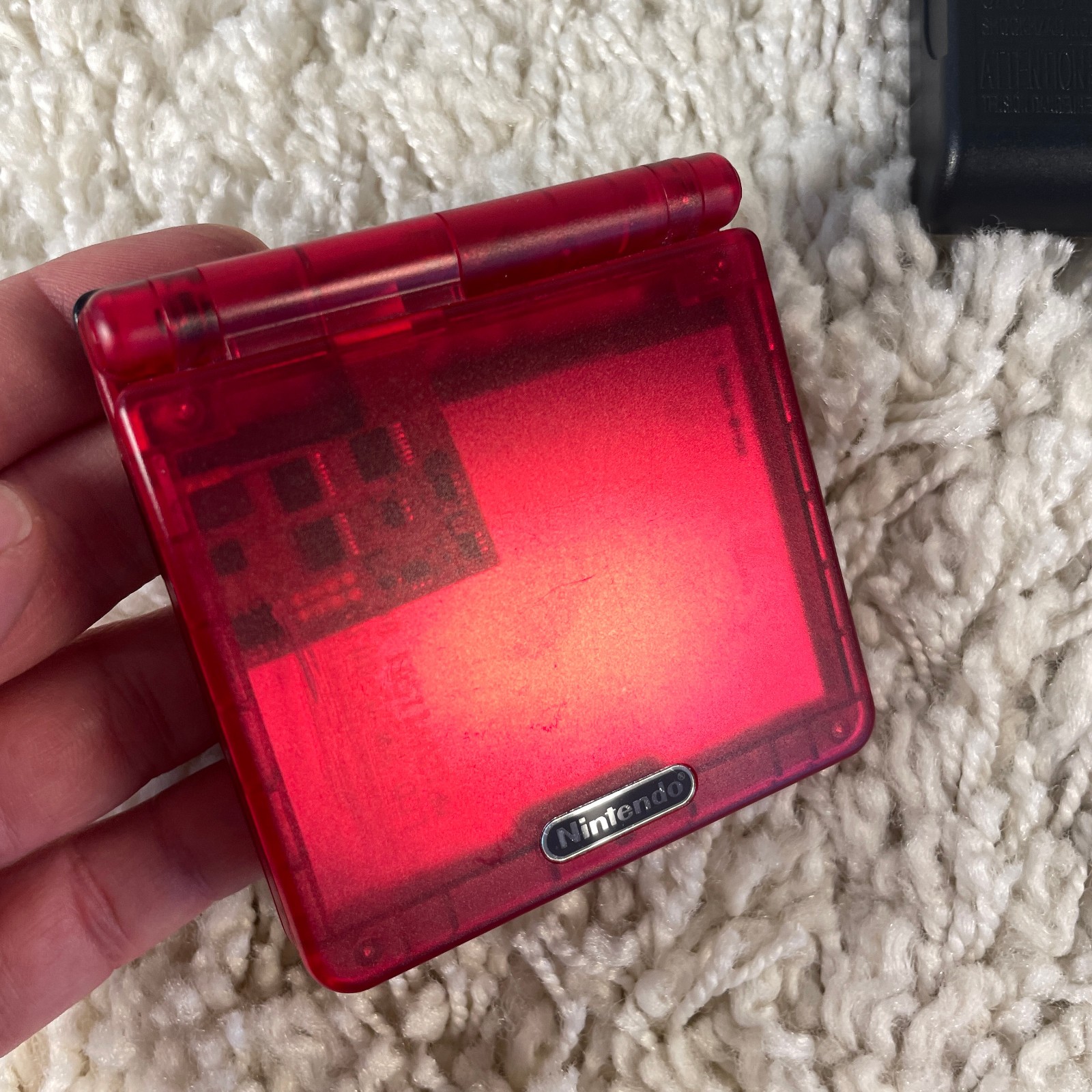 Nintendo Gameboy Advance GBA SP Transparent Red IPS Backlit Screen Read