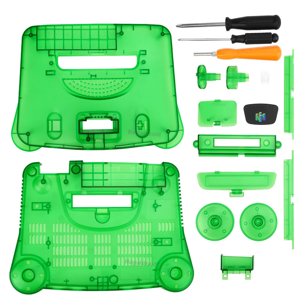 N64 Replacement Translucent Shell Case Housing Nintendo 64 Green Blue Purple Red
