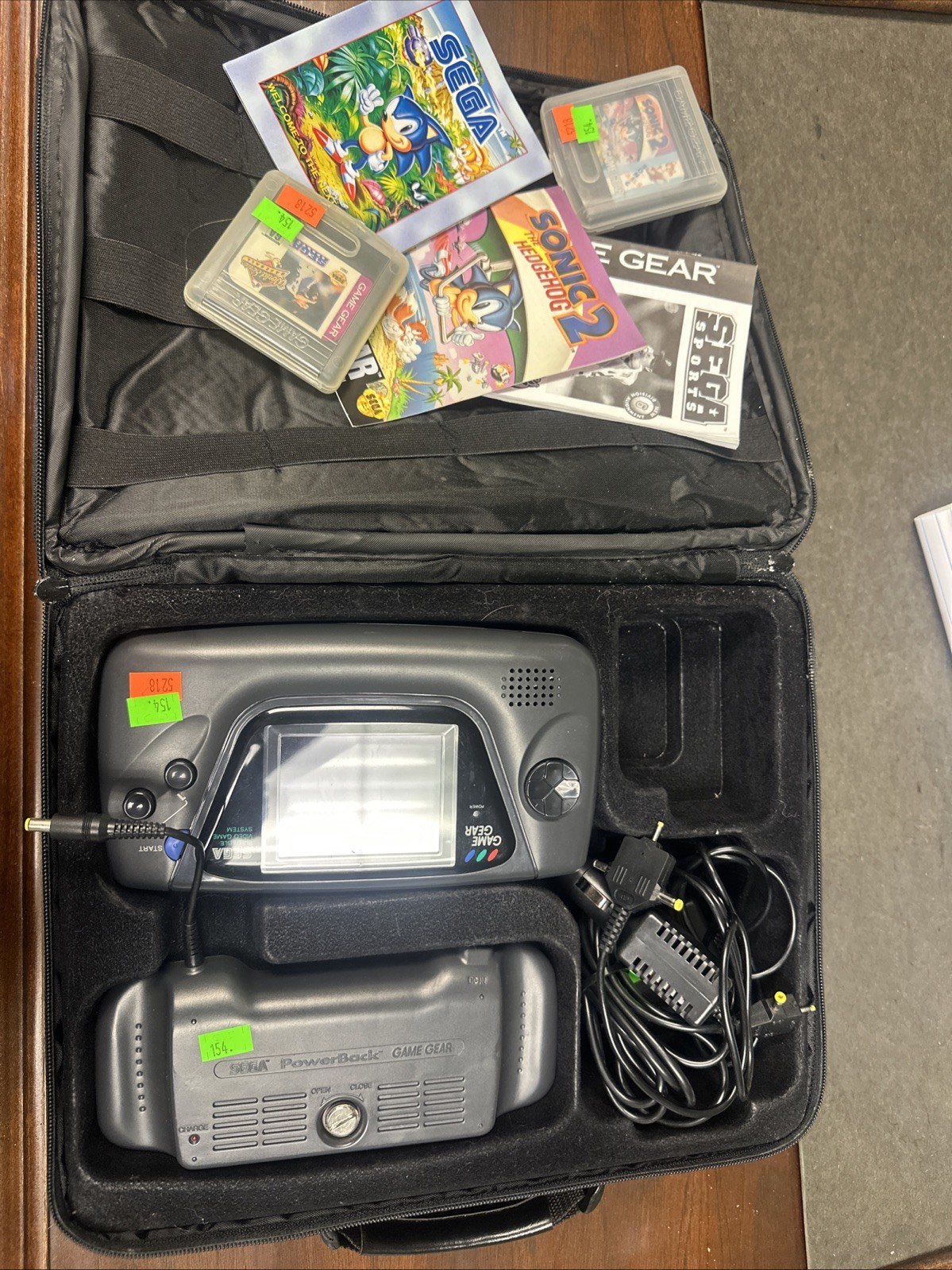 Sega Game Gear System W/case, Power Back, And Power Cable