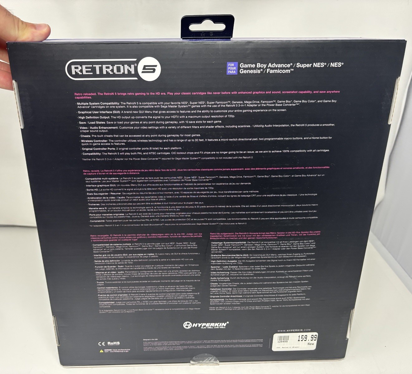 Hyperkin Retron 5 Black Console CIB with Box Controller Cords – LIGHTLY USED