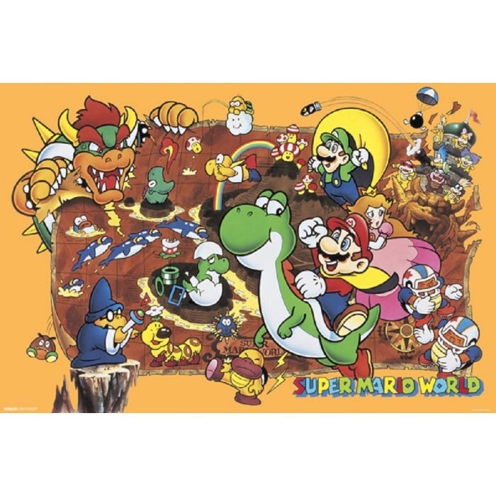 2014 NINTENDO SUPER MARIO WORLD POSTER NEW BOWSER LUIGI PEACH TOAD 36×24