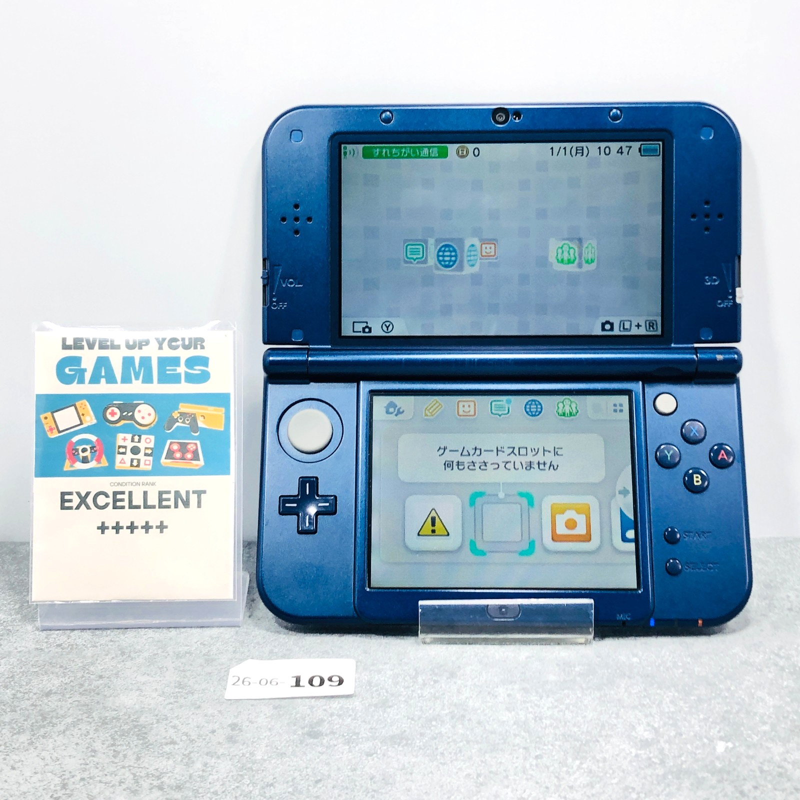 [EX+5] New Nintendo 3DS LL XL Metallic Blue console Japan Tested NTSC-J 06-109