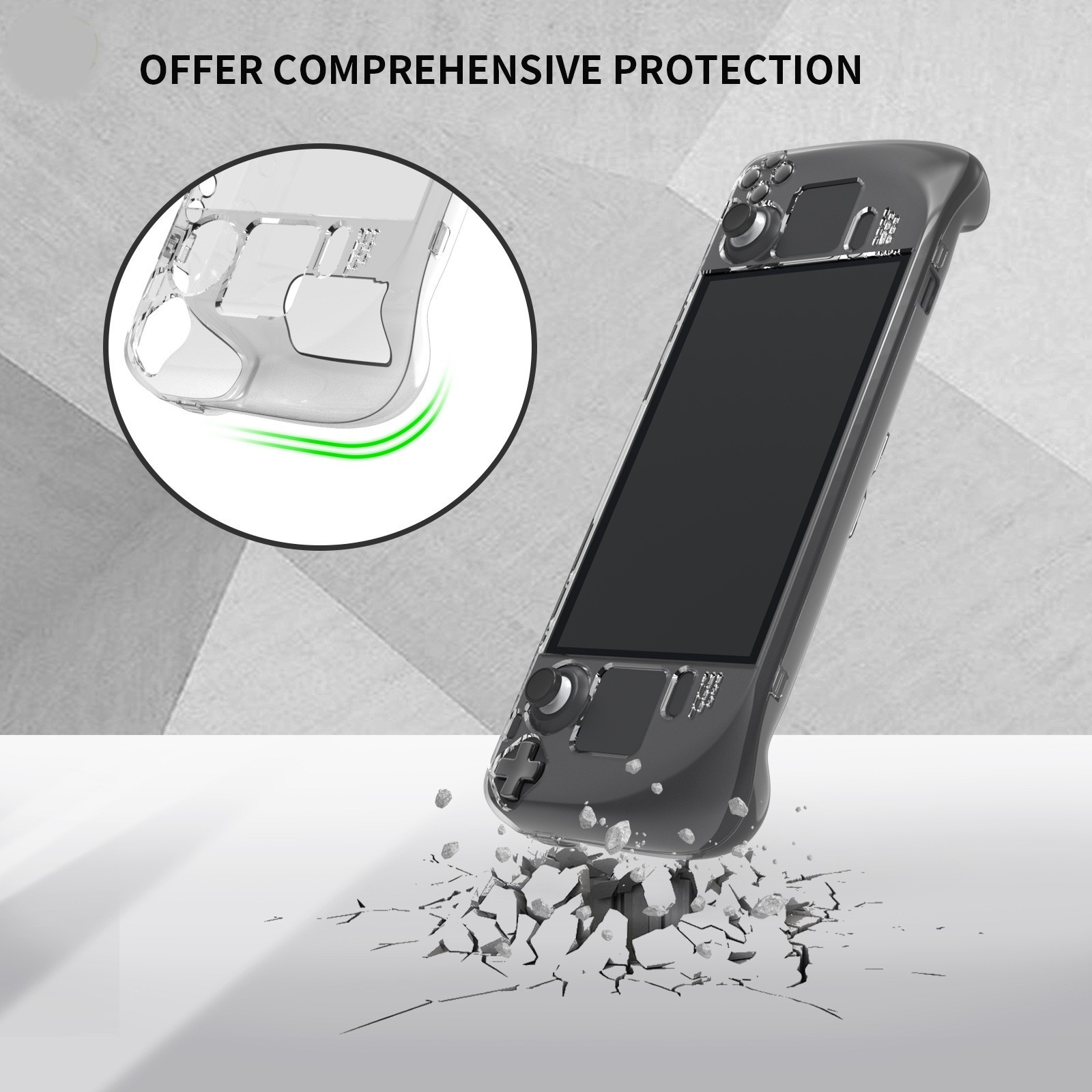 Crystal Transparent Console Protective Case Cover Shell w/ Stand for Steam Deck