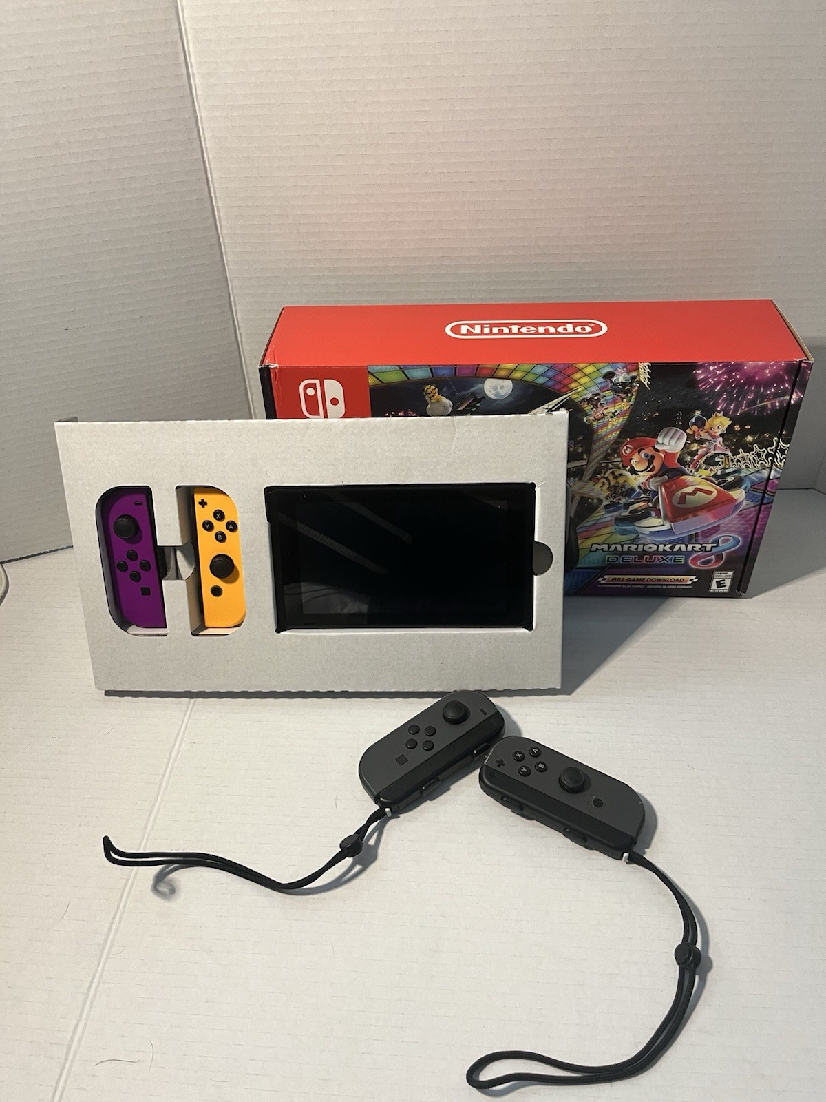 Nintendo Switch 32gb/128gb Console Black Mario Kart 8 Bundle New Joycons No Game