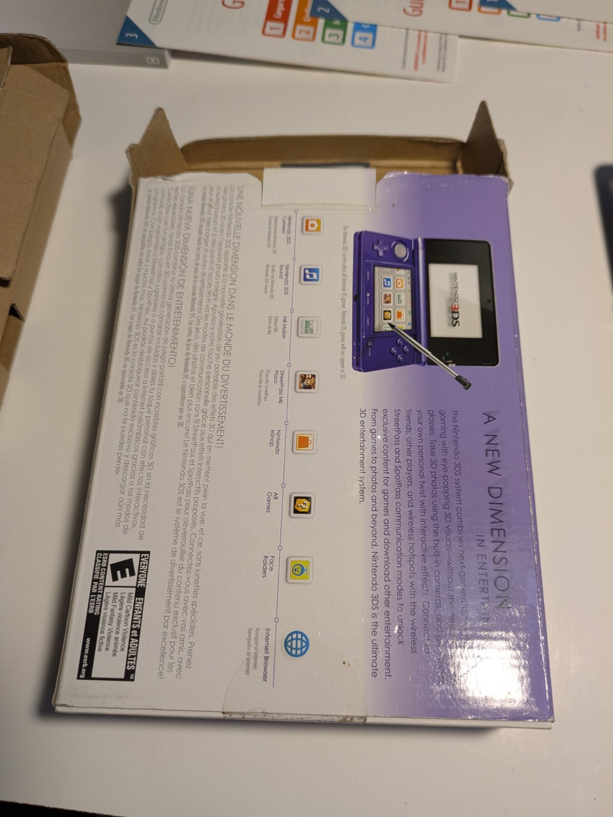 Nintendo 3DS Midnight Purple System in Box No Charger* Mario 2 Included*Used*