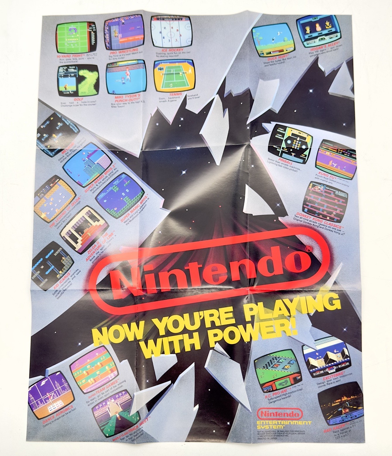 Now Your Playing With Power Poster Nintendo NES Folded 1988 Japan NO TRACKING