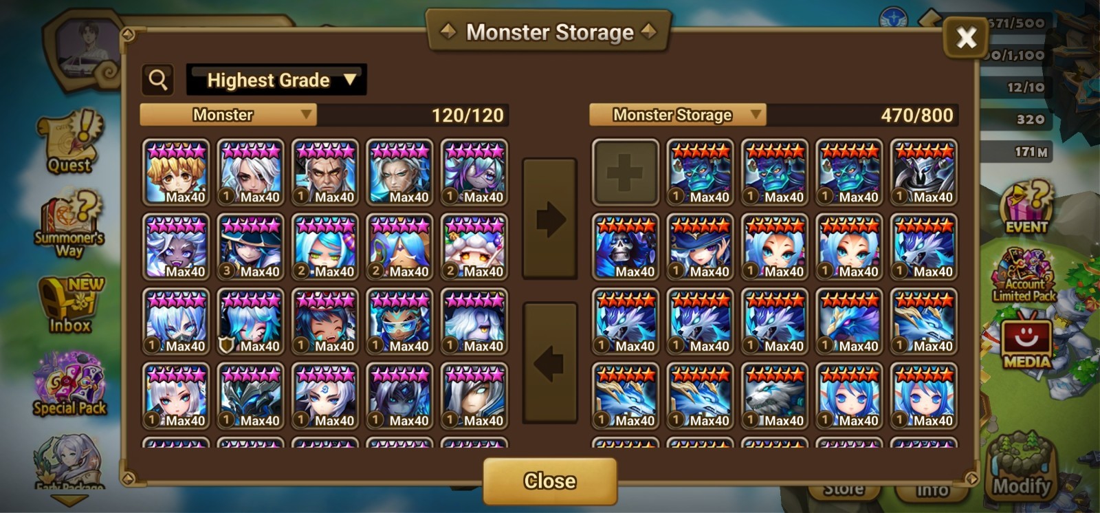 Summoners War [Global] 2LD Oberon, Ella | 2x Kinki, Molly | 10x nat 5