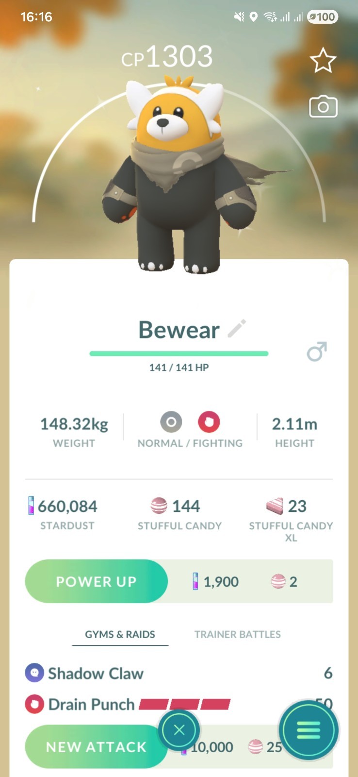 Shiny Bewear ( Wilderness Cape ) Pokemon Tr@de Go