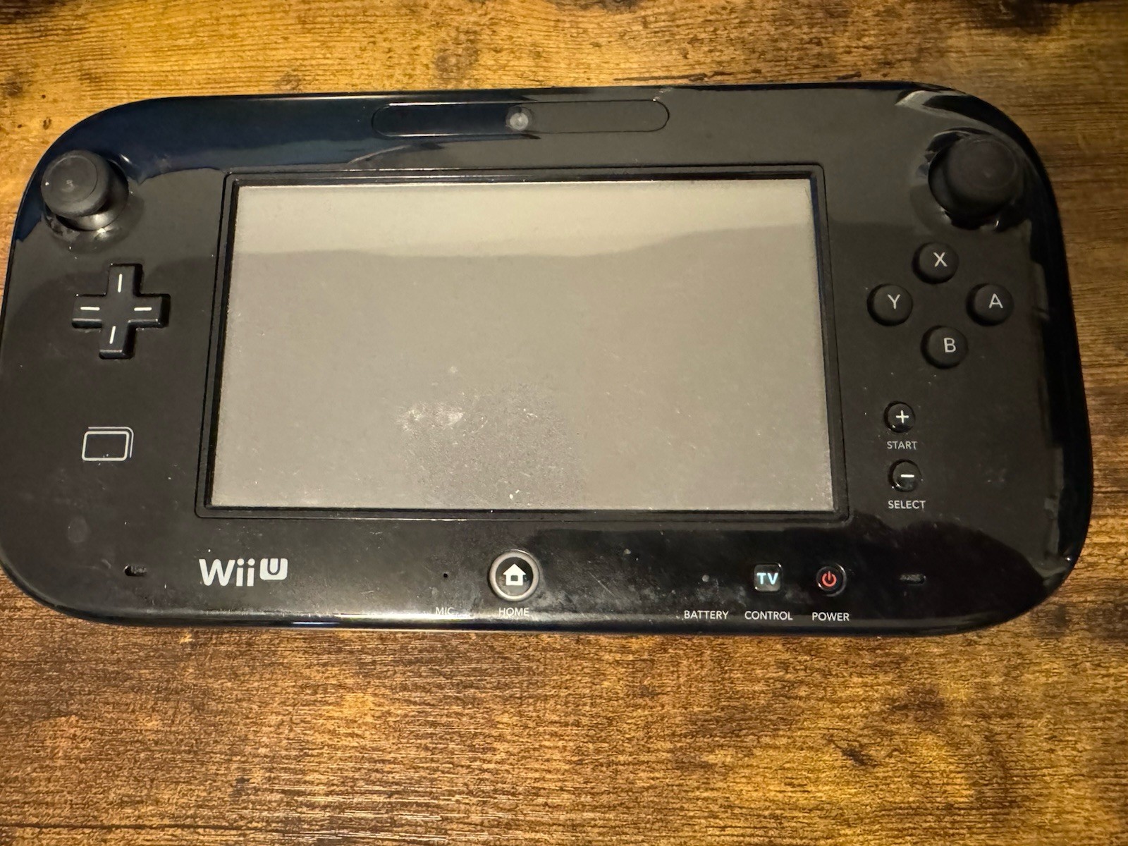 Nintendo WUP-010 Gamepad – BLACK. FOR PARTS. POWERS ON, Screen Damage