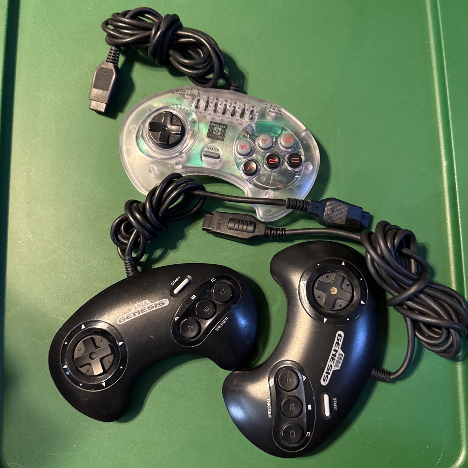 Sega Genesis 3 Button Controller Pair OEM Model 1650 Black Wired Control Pad Lot