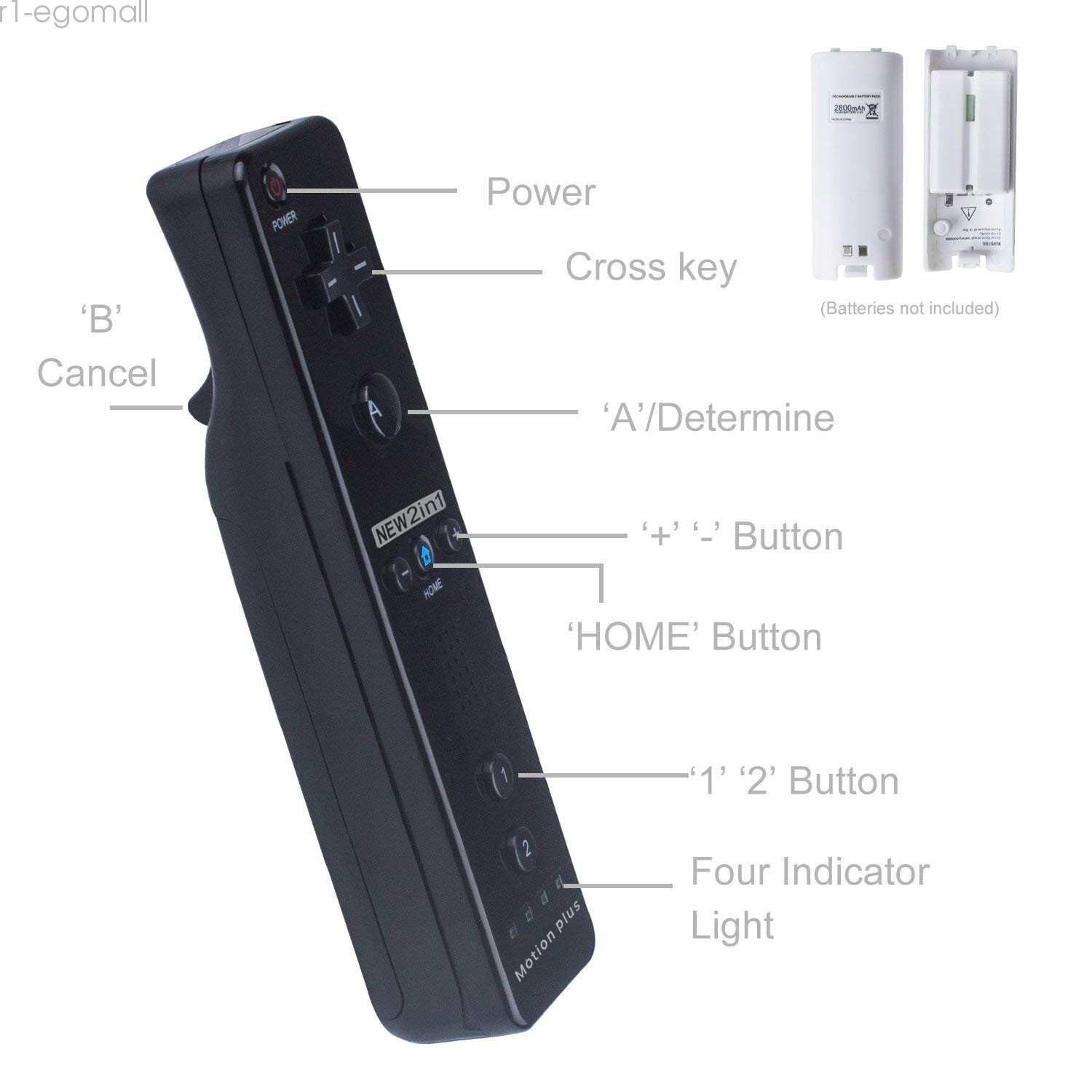 Built in Motion Plus Remote Controller& Nunchuck For Nintendo Wii Wii U+Strap US