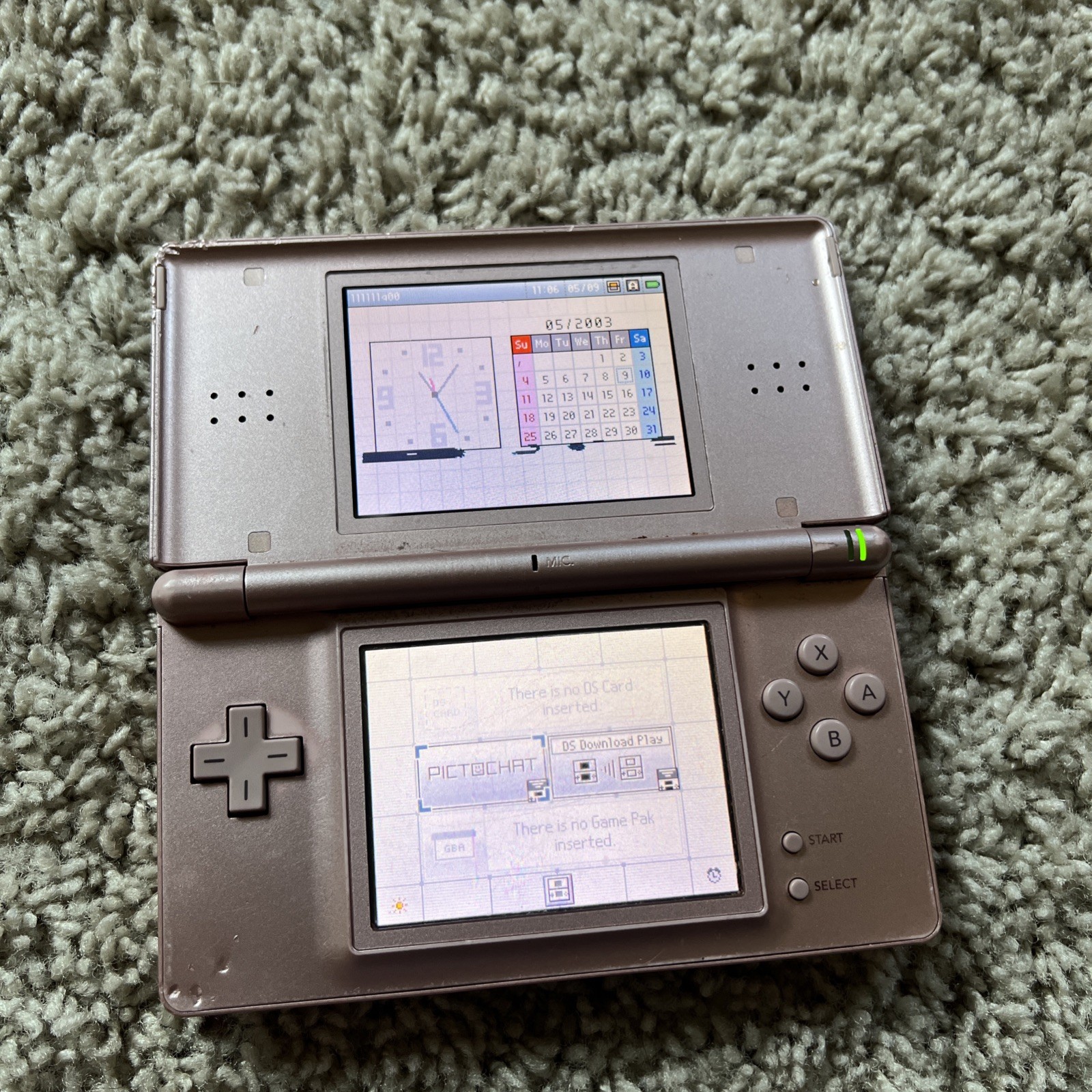 2A Nintendo DS Lite Metallic Rose W/ Stylus – NO CHARGER -WORKS Dead Pixels