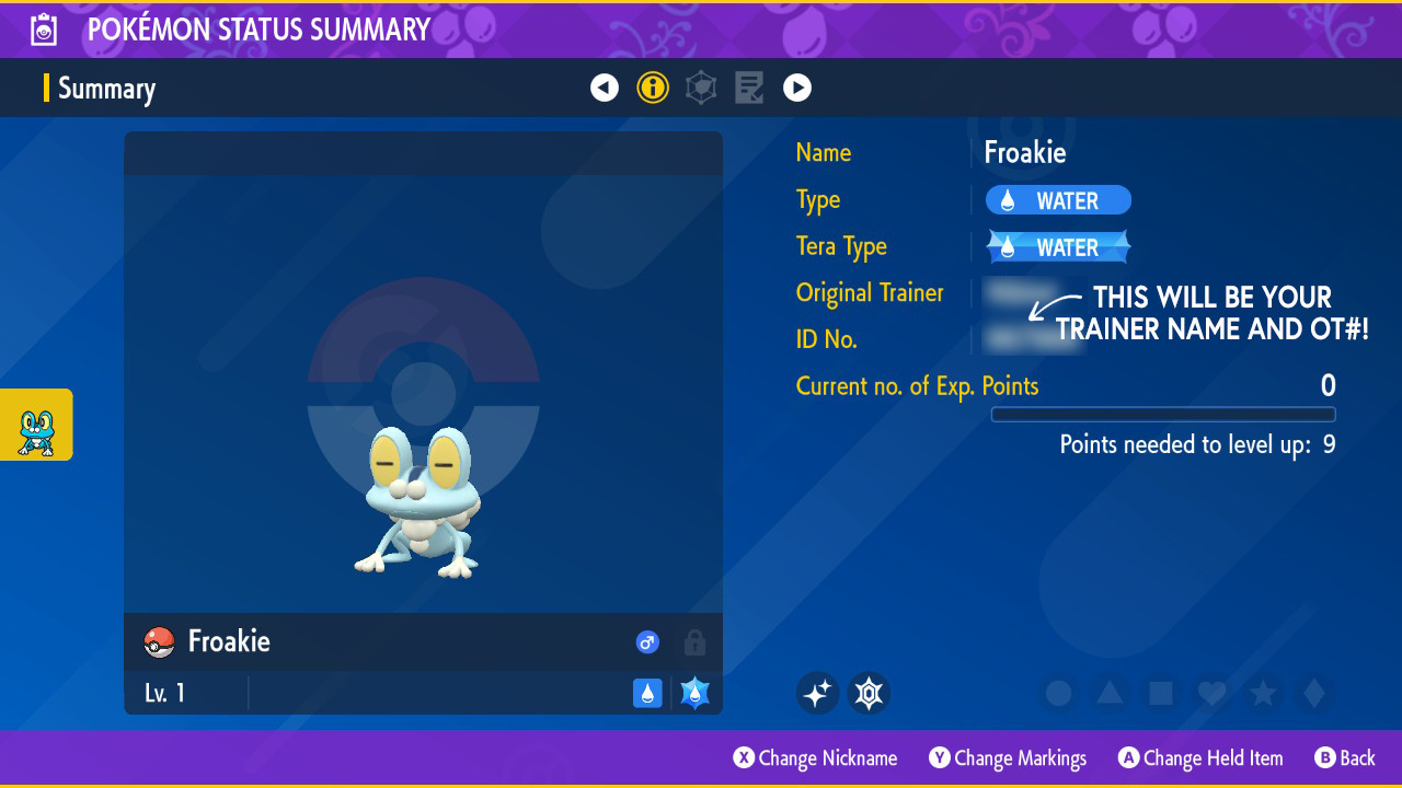 ✨ SHINY FROAKIE EGG ✨ 6IV with YOUR TRAINER NAME & ID ✨ Pokemon Scarlet & Violet