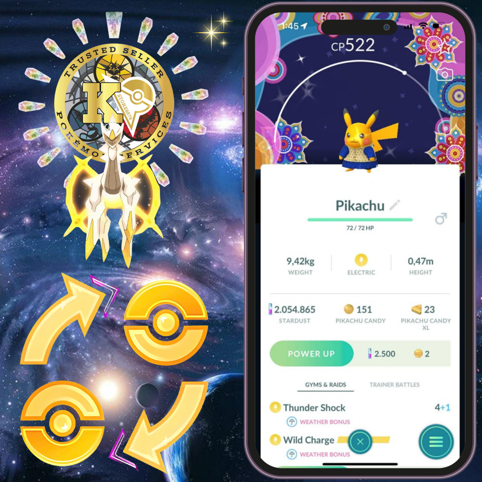 P.T.CentraI—TRADE— Shiny Pikachu Kurta — Saree—Special Background—WILD—Digital♻️