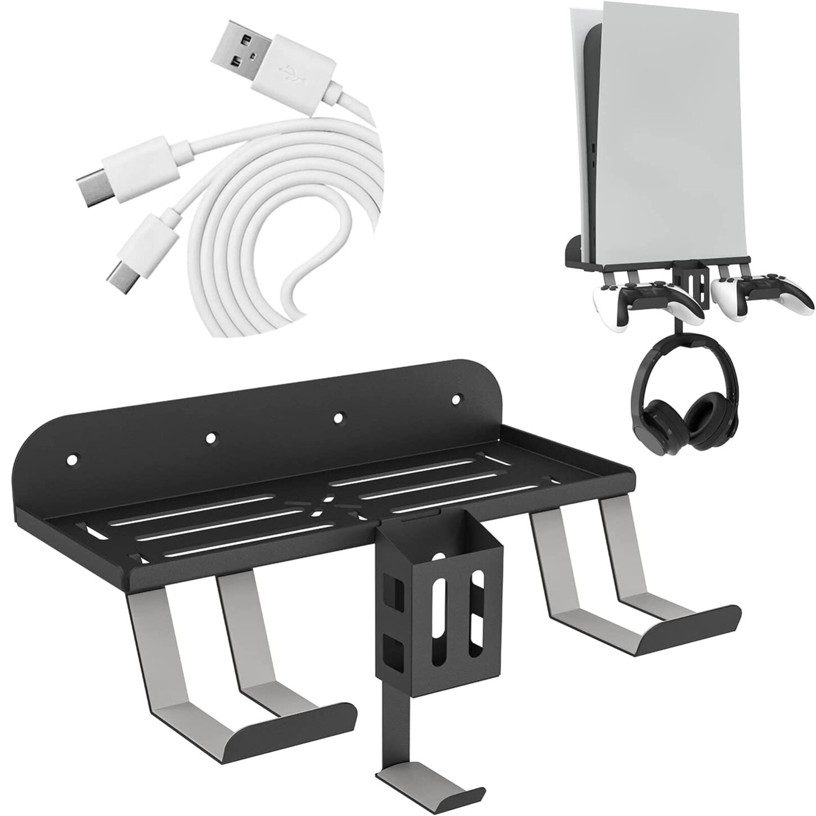 PS5 Wall Mount Kit 6in1 Playstation 5 Metal Wall Stand Bracket for Both Version