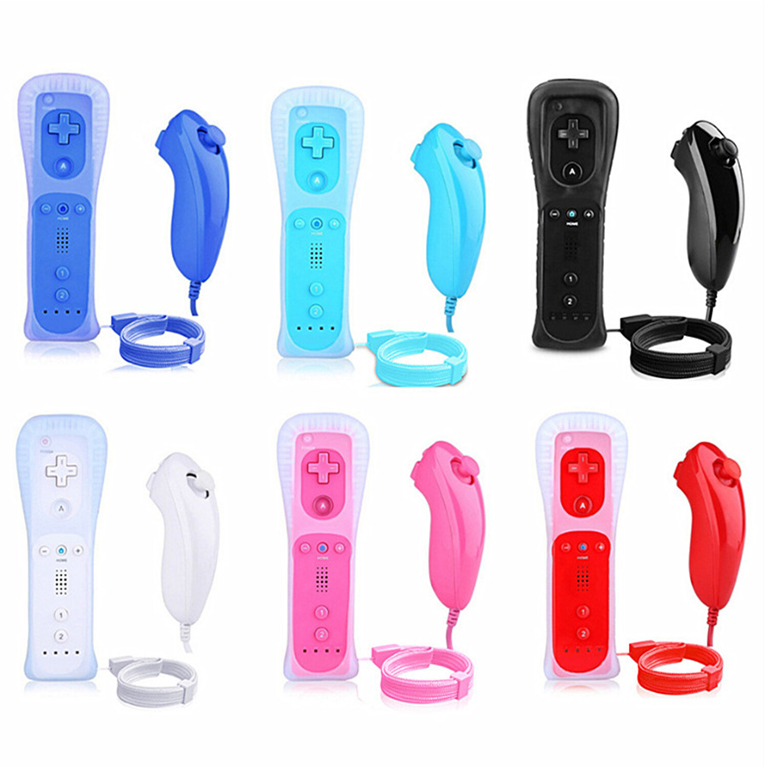 2 in 1 Motion Plus Remote & Nunchuck Controllers for Wii & Wii U Wiimote + Strap