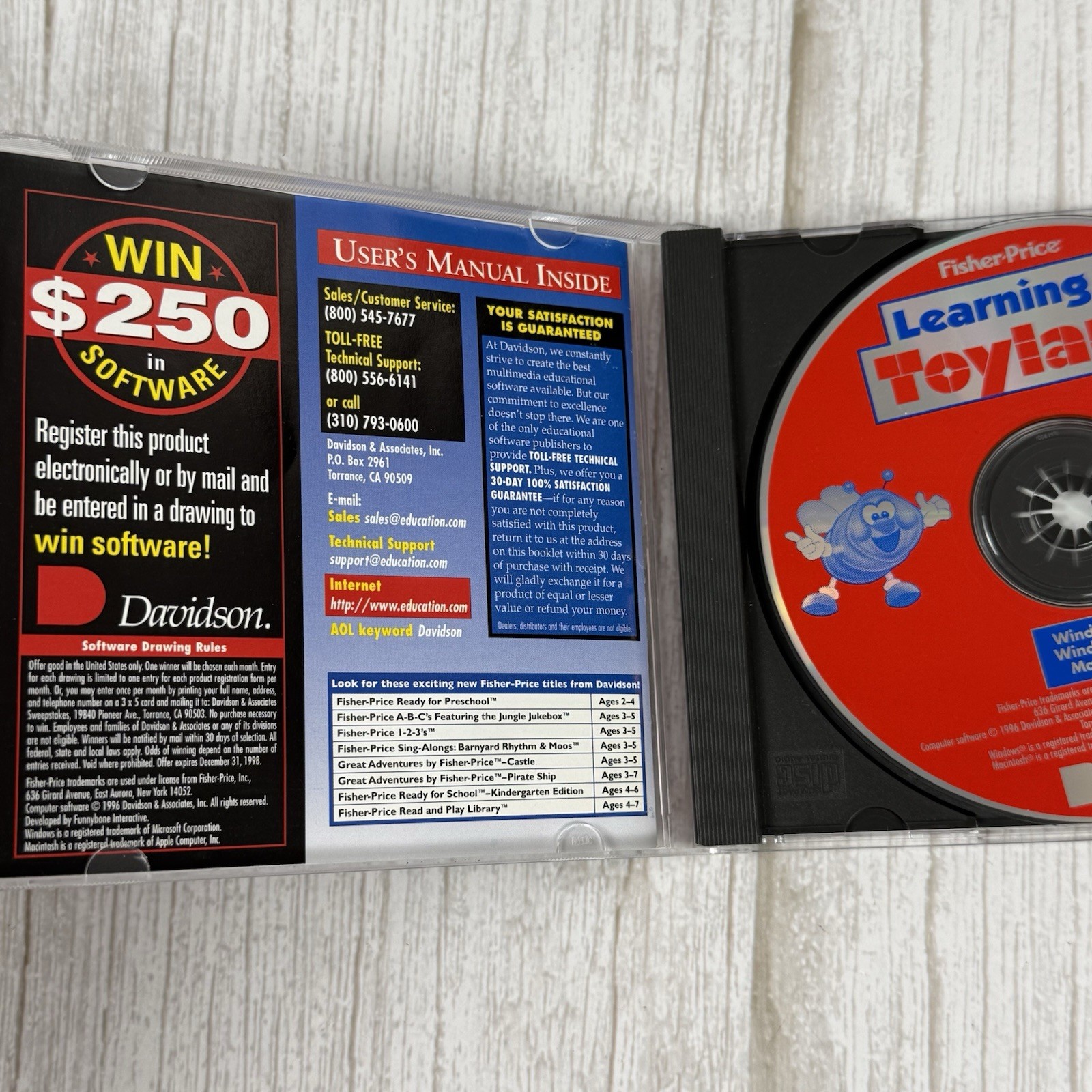 Fisher-Price Learning In Toyland PC CD Rom 1996 Windows Game For Children Kids