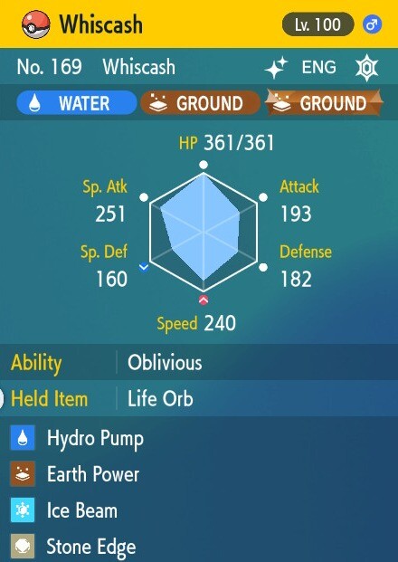 Pokemon Scarlet and Violet 6iv Shiny Max EV Whiscash
