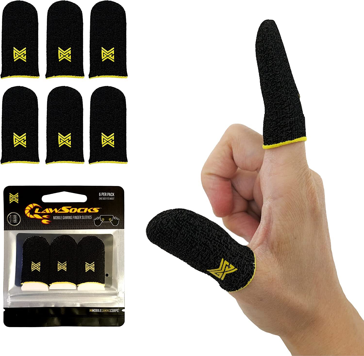 6 Pack Mobile Gaming Corps ClawSocks Phone Gaming Finger Sleeves – Carbon