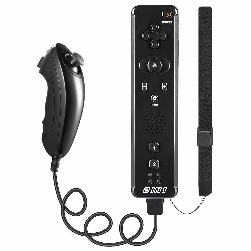 Built in Motion Plus Remote Controller & Nunchuck For Nintendo Wii Wii U + Strap