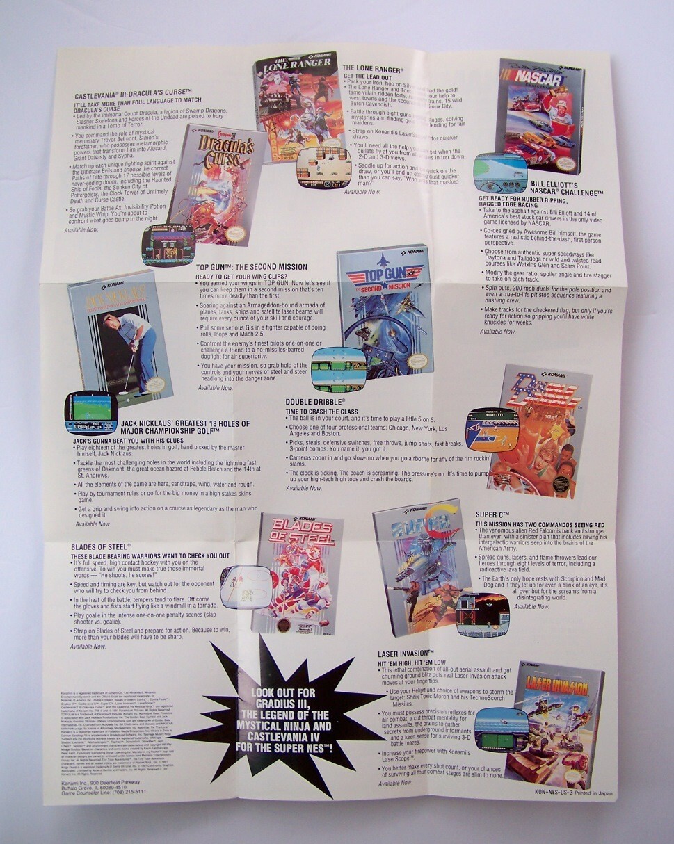 Konami Insert Poster for Nintendo NES Bucky O’Hare game (not included) Authentic