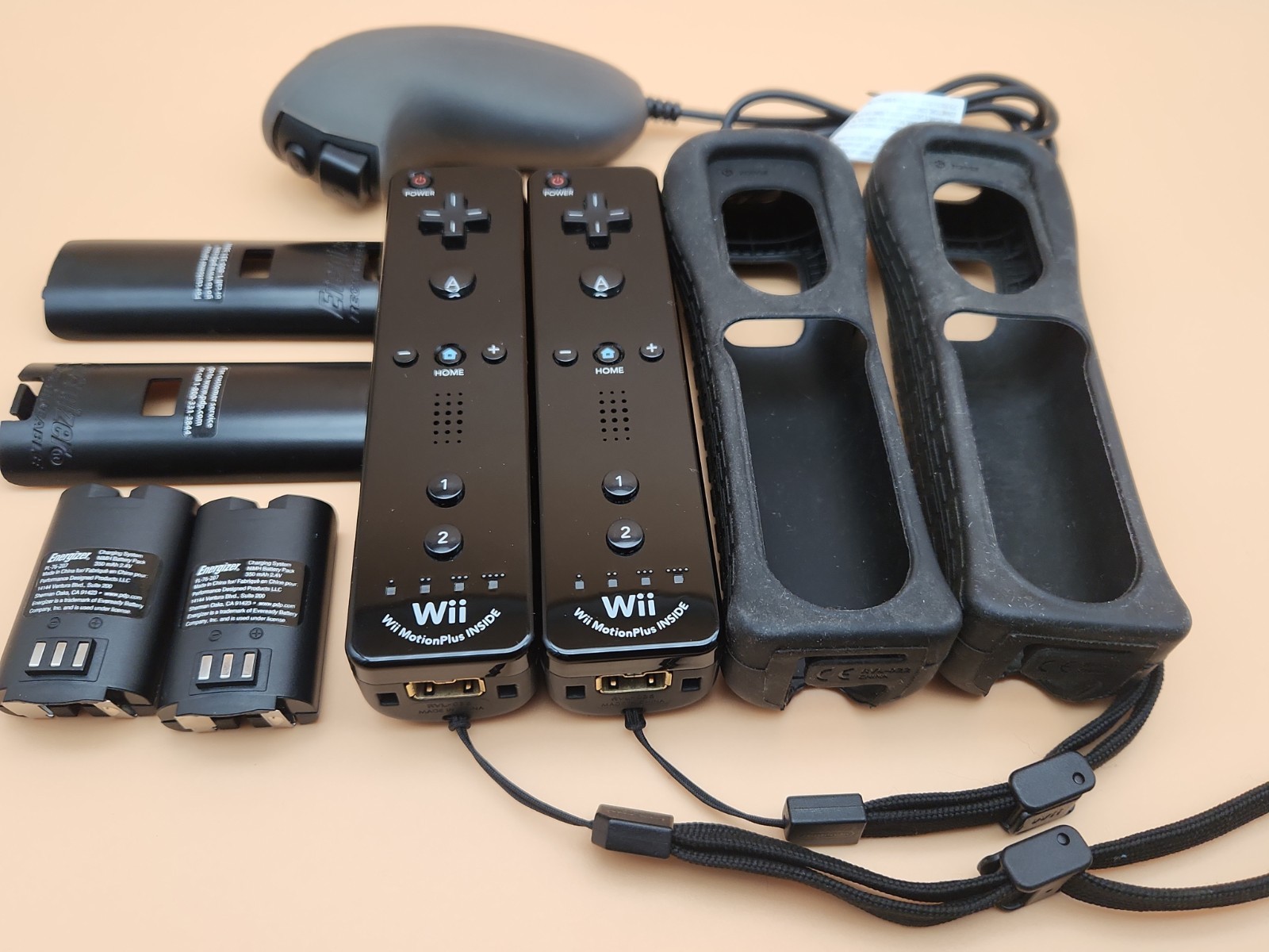 Nintendo OEM Wii Remote Controller MotionPlus Black RVL-036 Tested Lot of 2