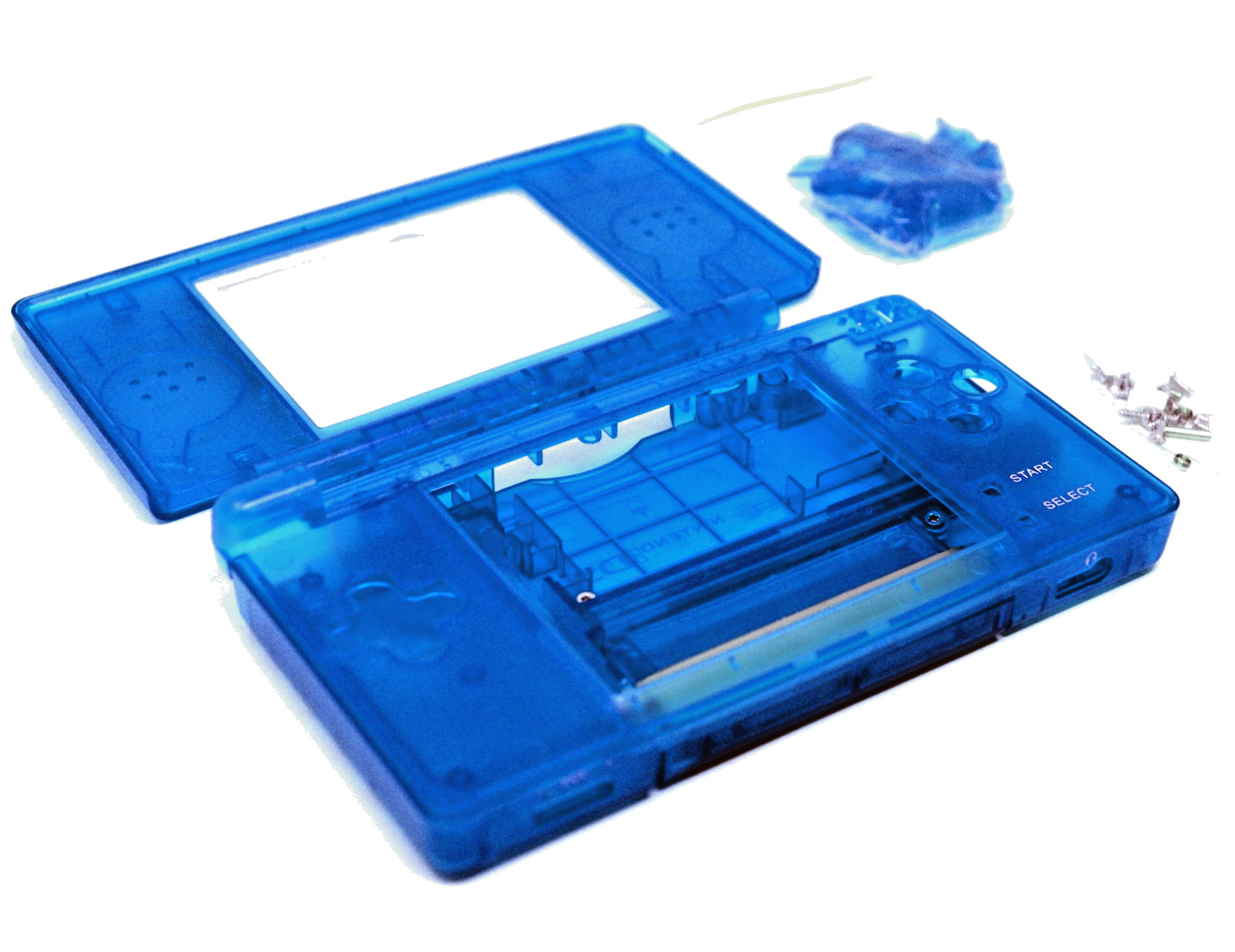Full Replacement Housing Shell Screen Lens Clear BLUE For Nintendo DS Lite OEM