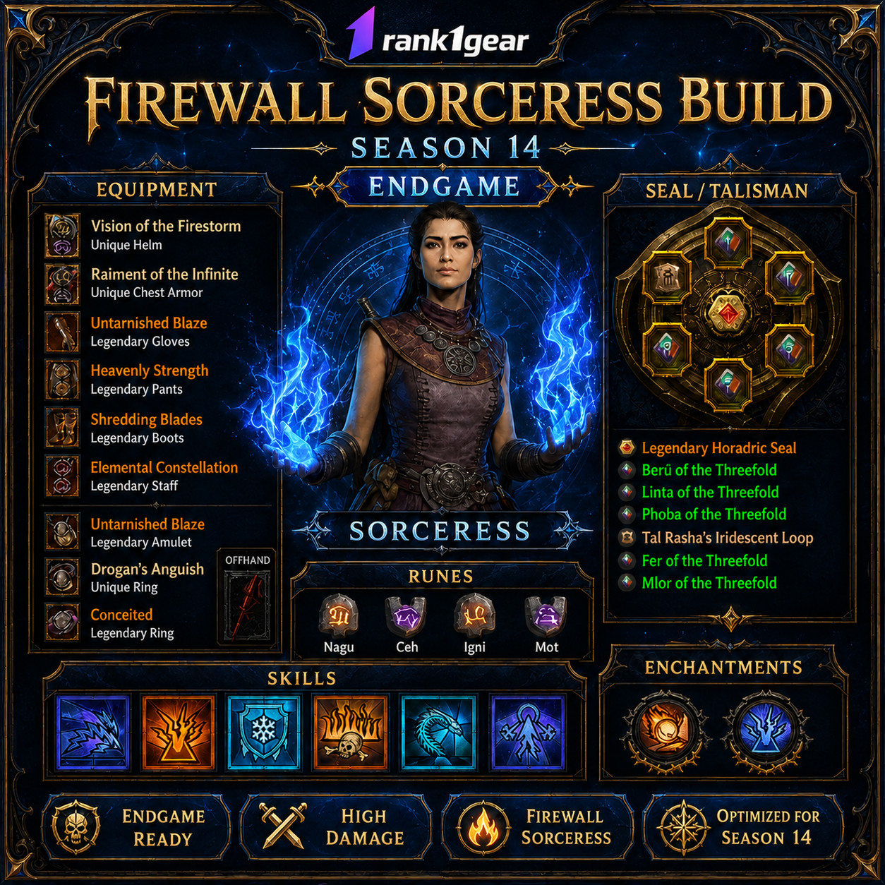 Diablo 4⚔️ Season 14⚔️Firewall Sorcerer Build Endgame⚔️BEST BUILD ⚔️S+ TIER