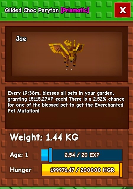 🐾 Gilded Choc Peryton👨‍🌾Grow a Garden | Cheap – Fast Delivery⚡
