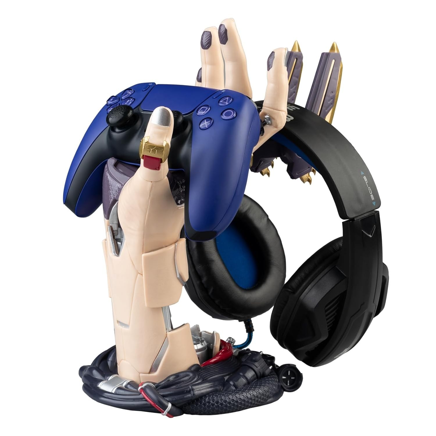 Stylish Cyberpunk-Inspired Controller Holder & Headset Stand – 6.3×7.9×10.8 in
