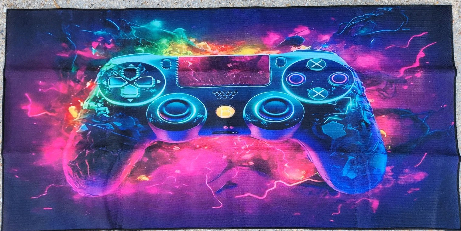 Multicolor Rug Video Game Controller Design Non-Slip Fabric