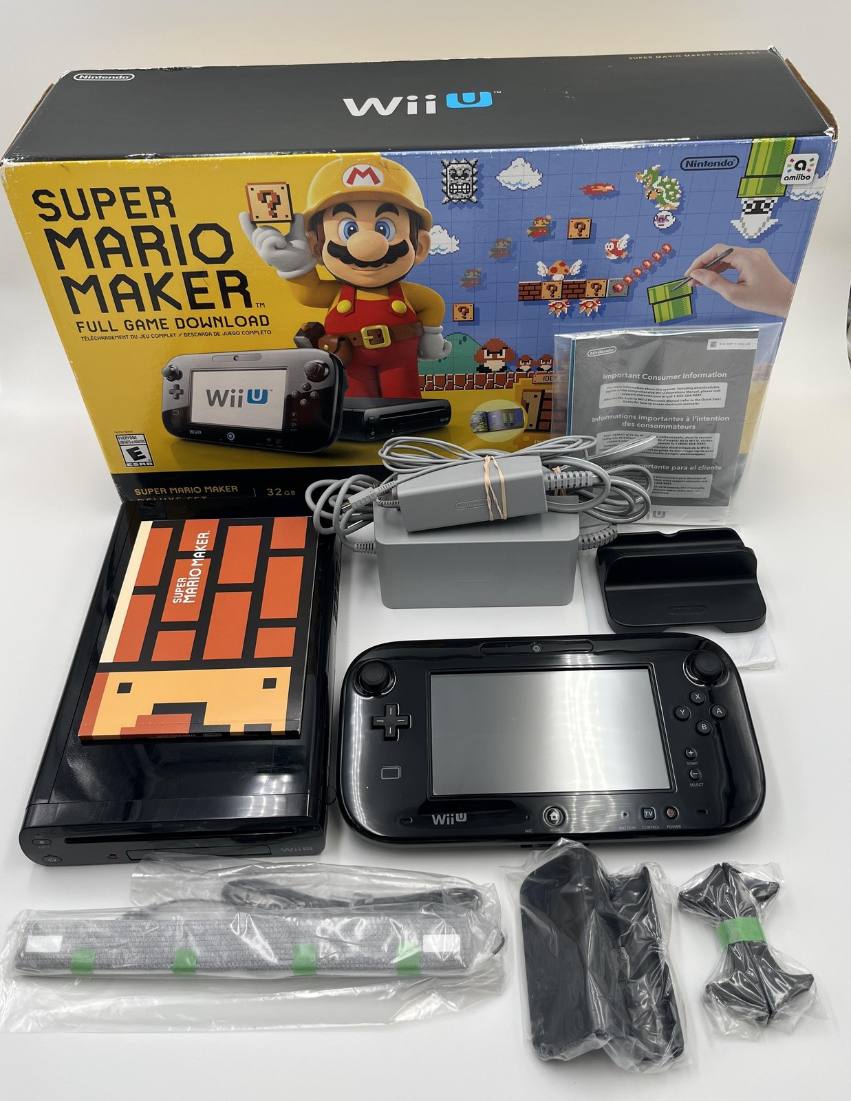 Nintendo Wii U Super Mario Maker Deluxe Set 32GB Black Console Boxed System