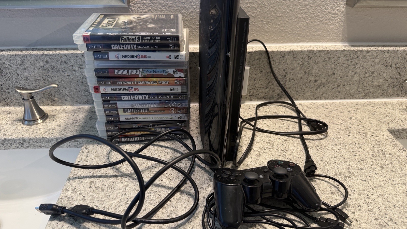 PS3 Super Slim 250GB With Games, Controller and Cords