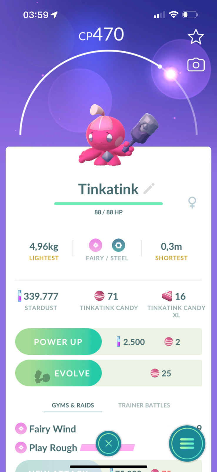 Pokémon Go | Tinkatink, Tinkatuff, Tinhkaton | Trade 20k stardust