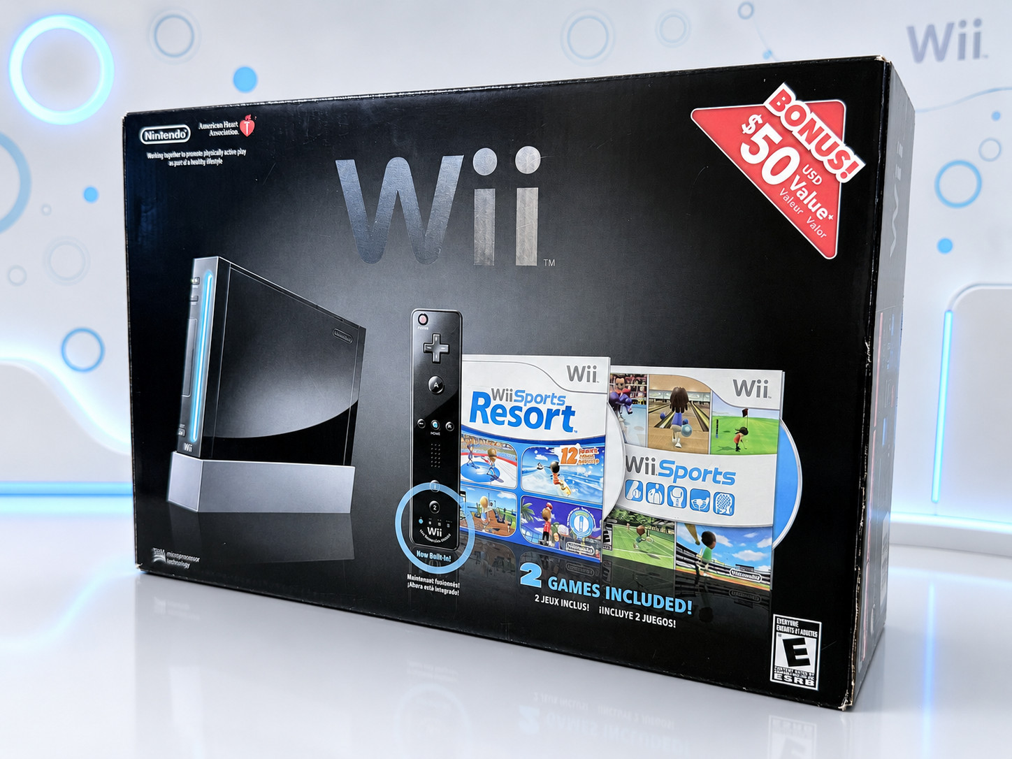 Nintendo Wii Console Sports Resort Remote Plus Bundle Black CIB RVL-001 w/extras