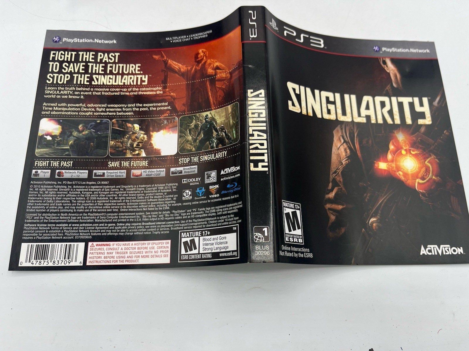 Singularity (Sony PlayStation 3 PS3, 2010) Manual Included