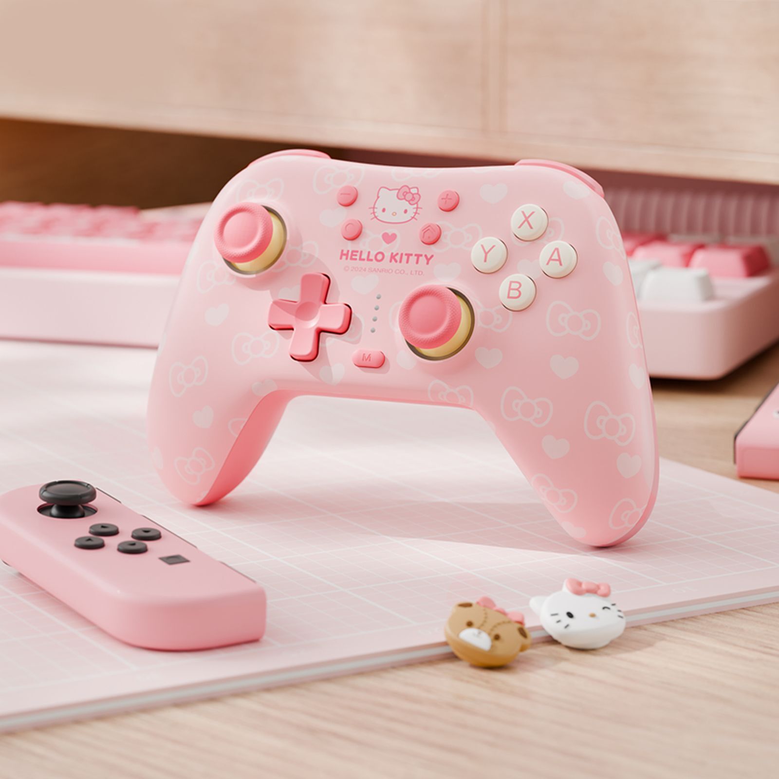 GeekShare X Sanrio PS5 DualSense Controller Kitty Pink with Thumb Grips NOT Skin