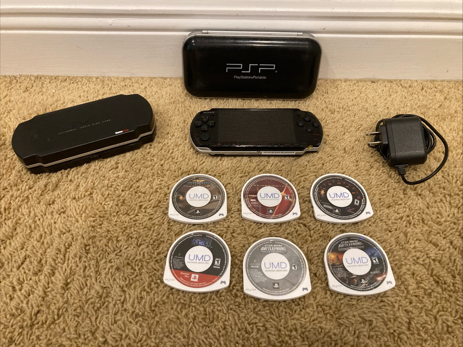 PSP-3000 Black PlayStation Bundle w/Games, Case, Charger – Tested!
