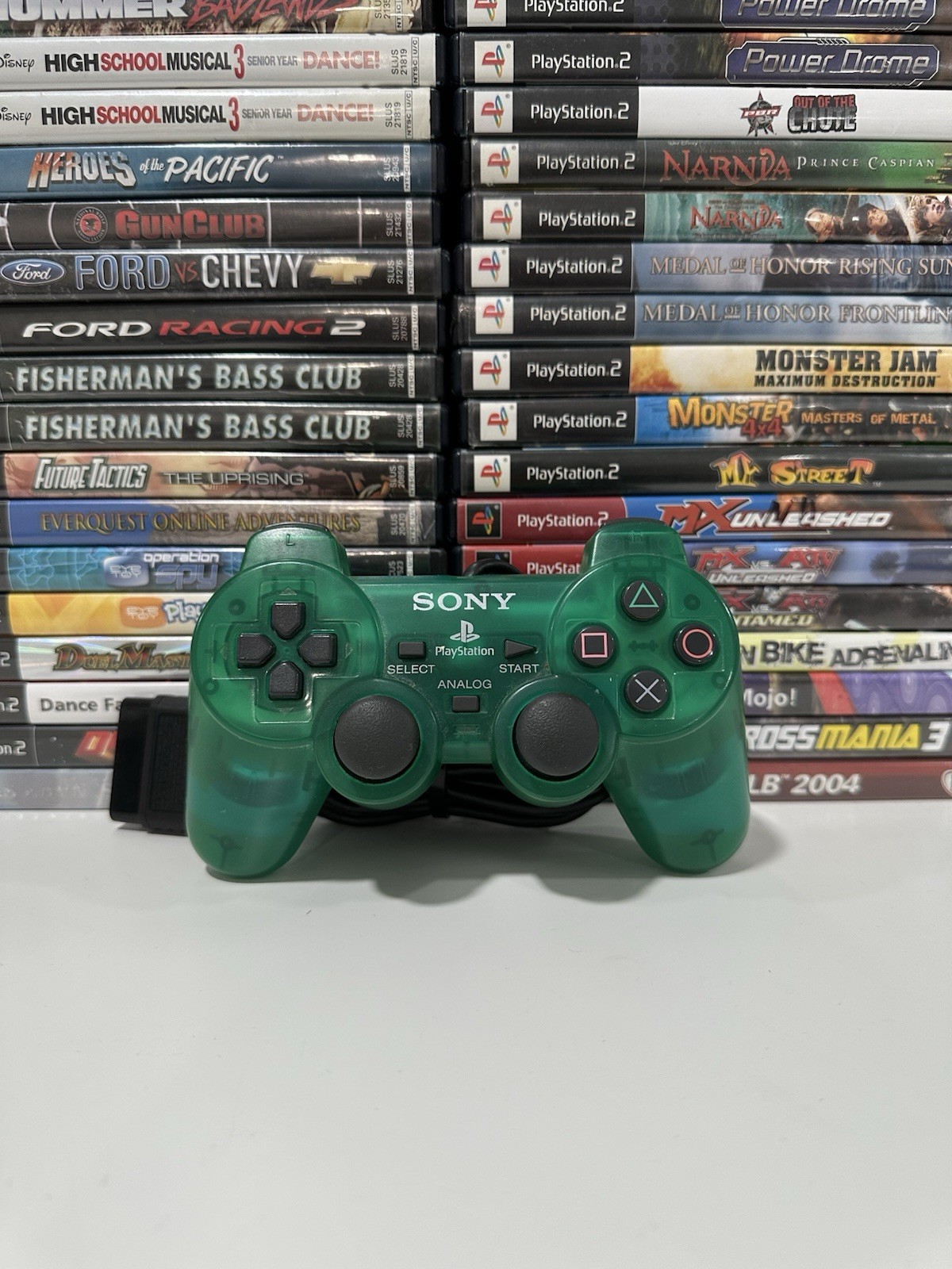 Sony PS2 GREEN Wired Controller OEM DualShock PlayStation 2 AUTHENTIC